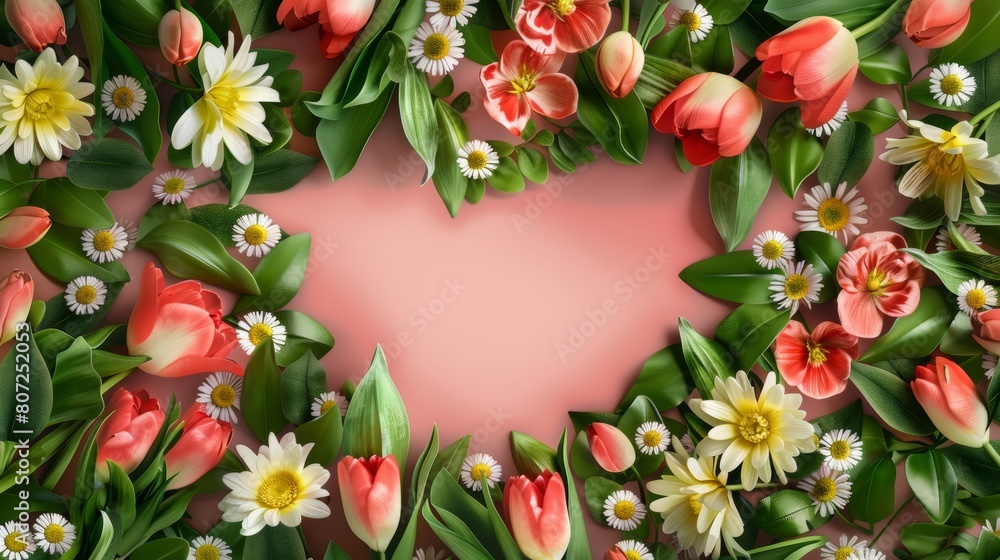 Mother's Day Card with Floral Decorations Generative AI Mother's Day Card with Floral Decorations Generative AI