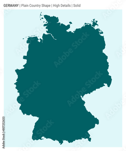 Germany plain country map. High Details. Solid style. Shape of Germany. Vector illustration.