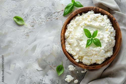 Top view of delicious ricotta cheese