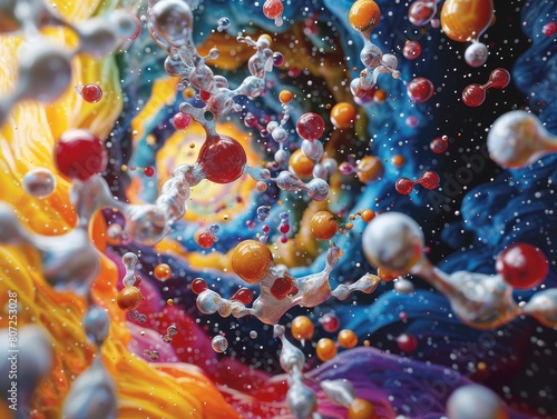 A cluster of colorful soap bubbles floating against a dark background