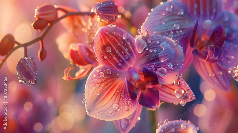 An exquisite close-up of a delicate 3D orchid, with each petal and stamen meticulously crafted, displaying nature's perfection. An exquisite close-up of a delicate 3D orchid, with each petal and stamen meticulously crafted, displaying nature's perfection.