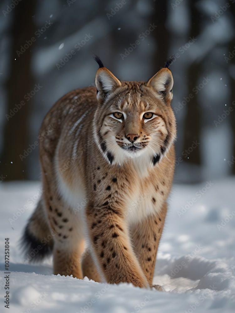 Fototapeta premium lynx in snow
