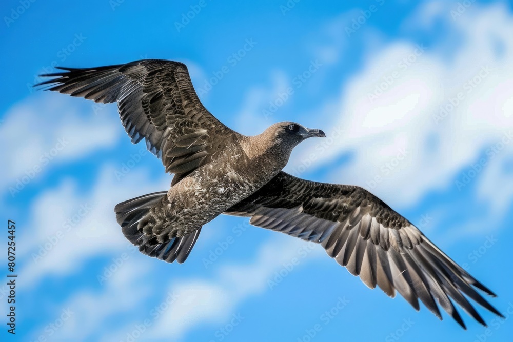 Antarctic Skua in Flight over the Ocean - Seabird with Stunning Plumage in its Natural Habitat Antarctic Skua in Flight over the Ocean - Seabird with Stunning Plumage in its Natural Habitat