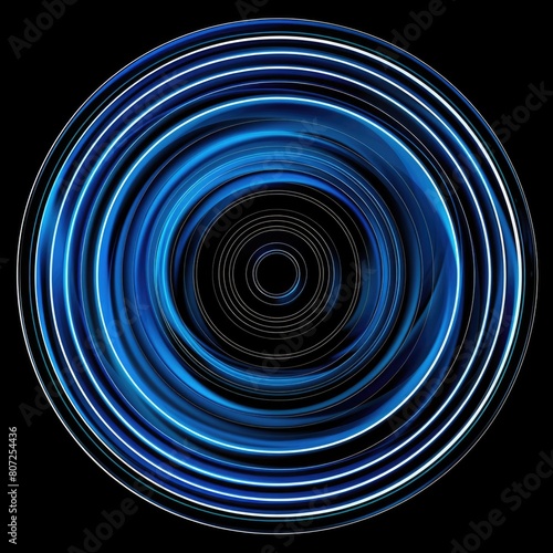 Blue Concentric Circles of Sonar Waves in Abstract Background. Visualizing Sound Signals from Radar