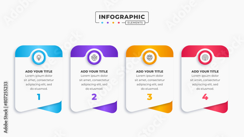 Vector business label infographic design template with 4 steps or options