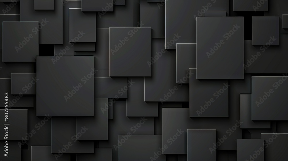 Black background with various-sized and shaped squares and rectangles in varying shades of black Black background with various-sized and shaped squares and rectangles in varying shades of black