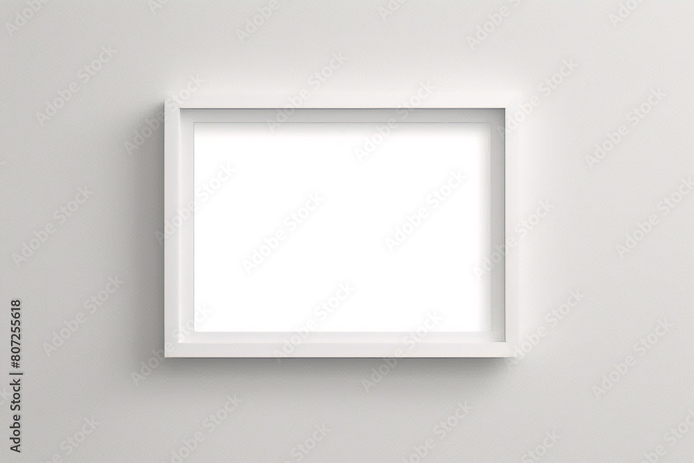 Lienzo blanco vacío con marco decorativo blanco sobre una maqueta de fondo blanco Lienzo blanco vacío con marco decorativo blanco sobre una maqueta de fondo blanco