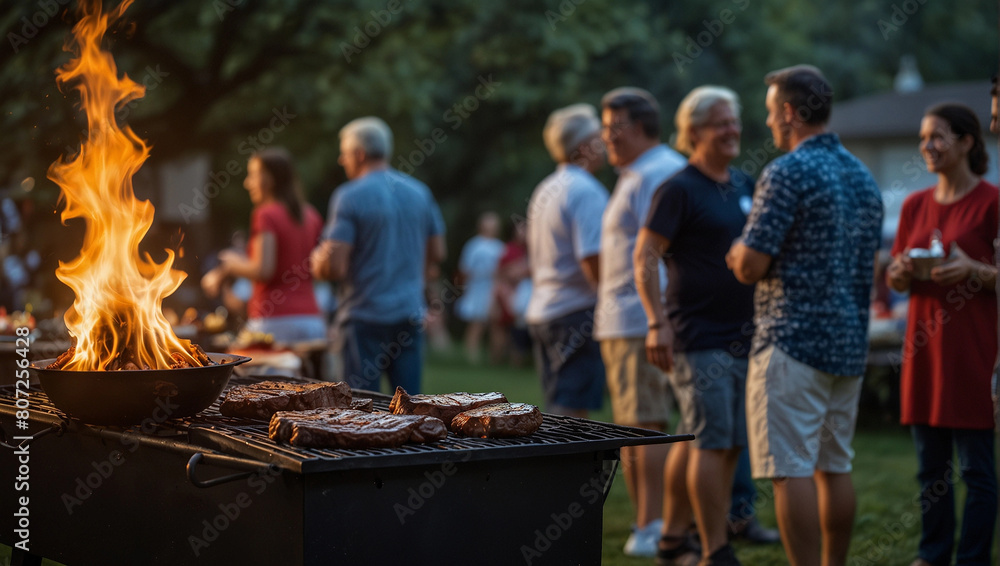 Fototapeta premium Generative AI picture of Patriotic Picnic Perfection Delicious BBQ on 4th of July USA