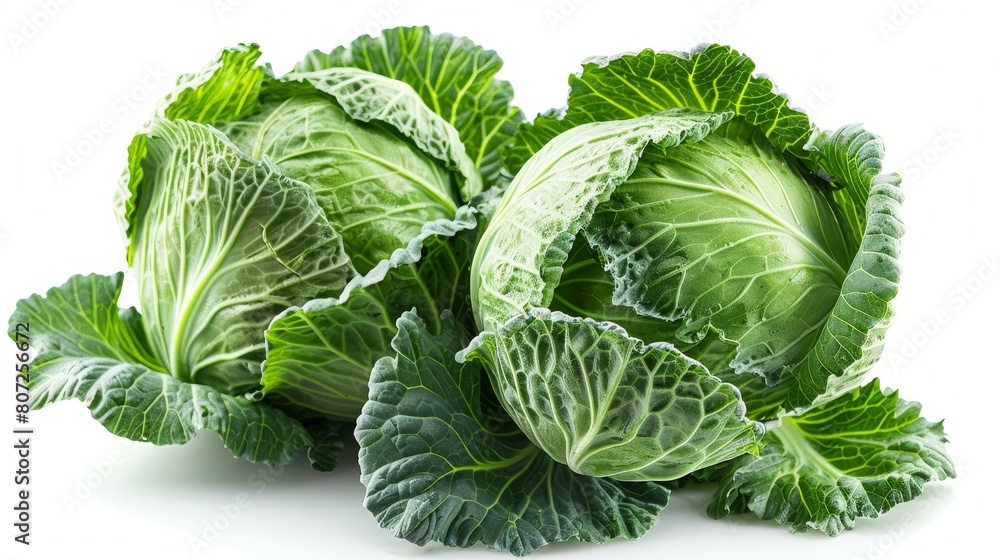 Obraz premium Green cabbages isolated on white background.