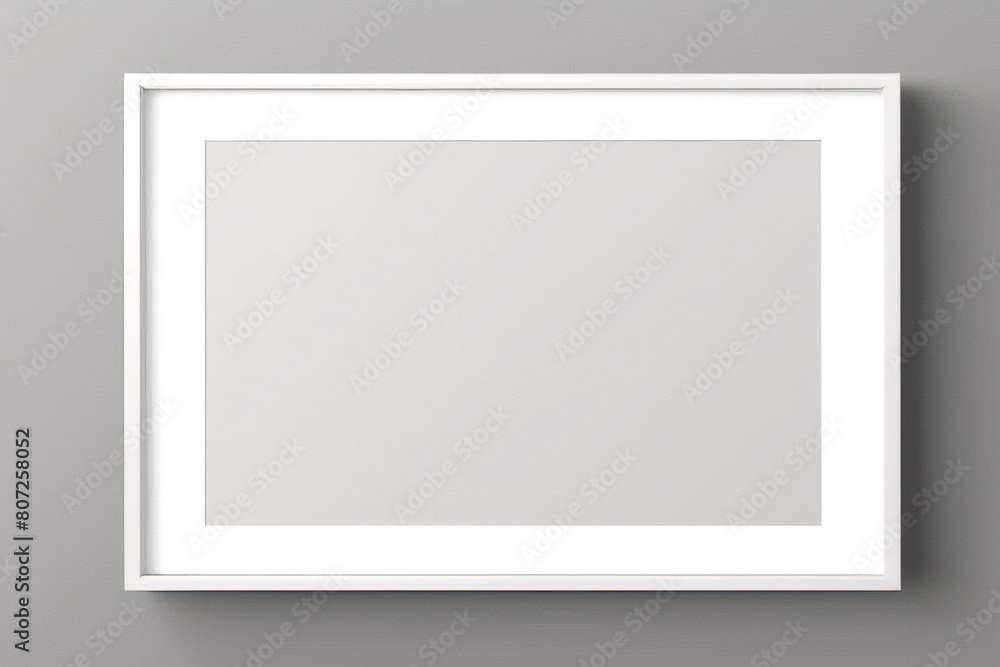 Lienzo blanco vacío con marco decorativo blanco sobre una maqueta de fondo blanco Lienzo blanco vacío con marco decorativo blanco sobre una maqueta de fondo blanco