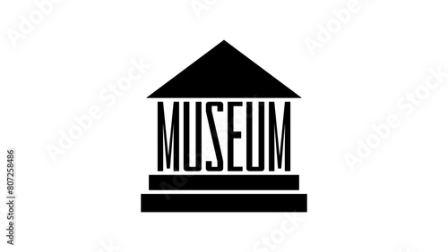 museum emblem, black isolated silhouette with text