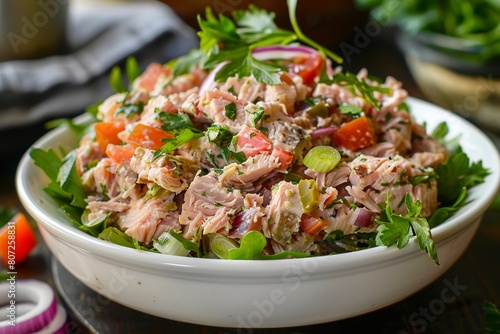 tuna and vegetables mixed together photo