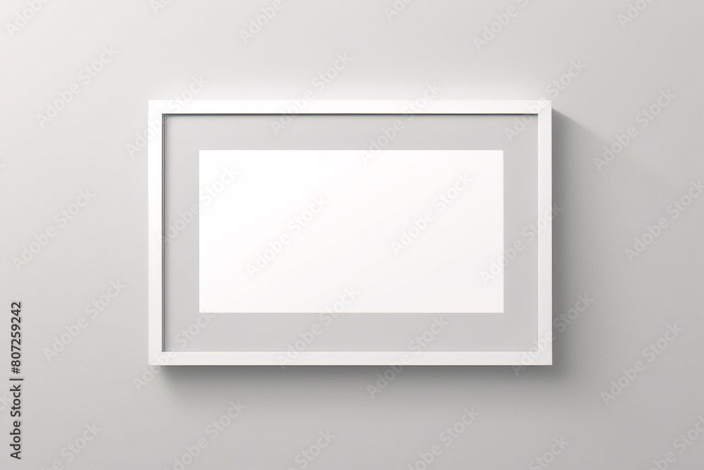 Lienzo blanco vacío con marco decorativo blanco sobre una maqueta de fondo blanco Lienzo blanco vacío con marco decorativo blanco sobre una maqueta de fondo blanco