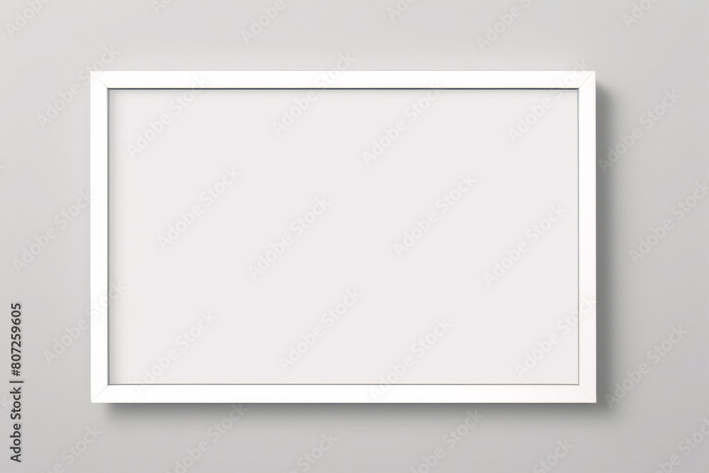 Lienzo blanco vacío con marco decorativo blanco sobre una maqueta de fondo blanco Lienzo blanco vacío con marco decorativo blanco sobre una maqueta de fondo blanco