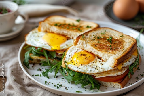 Two egg sandwiches on a plate