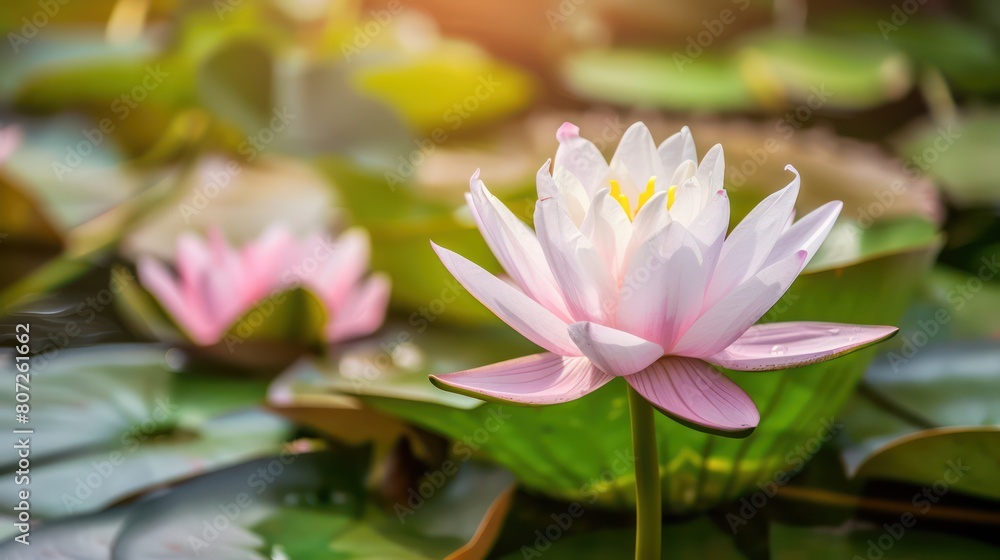 Beautiful pink lotus flower in the pond, water lilly Beautiful pink lotus flower in the pond, water lilly