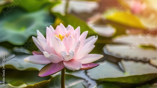 Beautiful pink lotus flower in the pond  water lilly