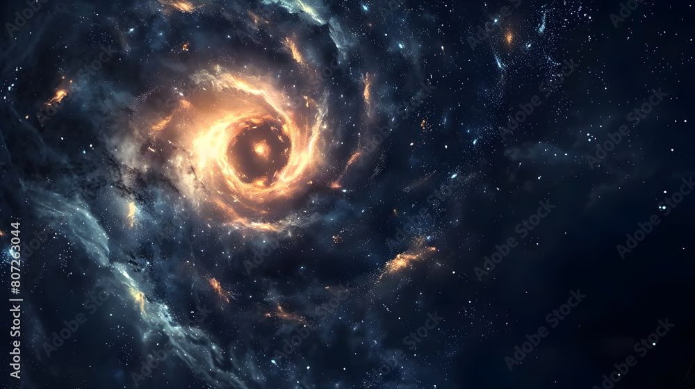 Cosmic Phenomenon: The Enigmatic Swirl of a Black Hole Against a Star-Studded Sky
