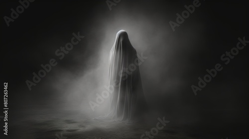 Mysterious spooky figure shrouded