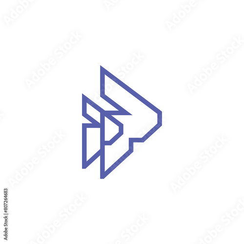 Letter P game video technology geometric minimal vector logo design