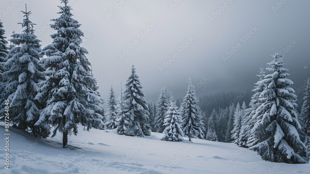 winter forest in the snow