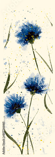 blue cornflowers by watercolor Elements. knapweed watercolor  drawing