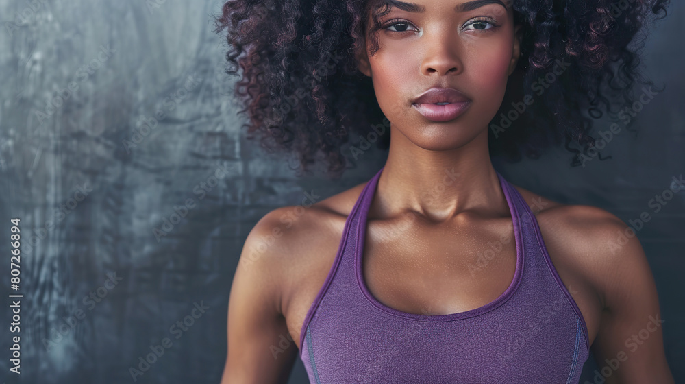 Fitness model in purple athletic wear Fitness model in purple athletic wear