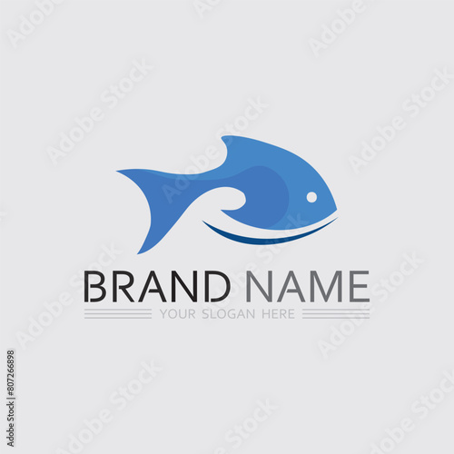 Fish and Fishing logo aquatic design animal vector illustration