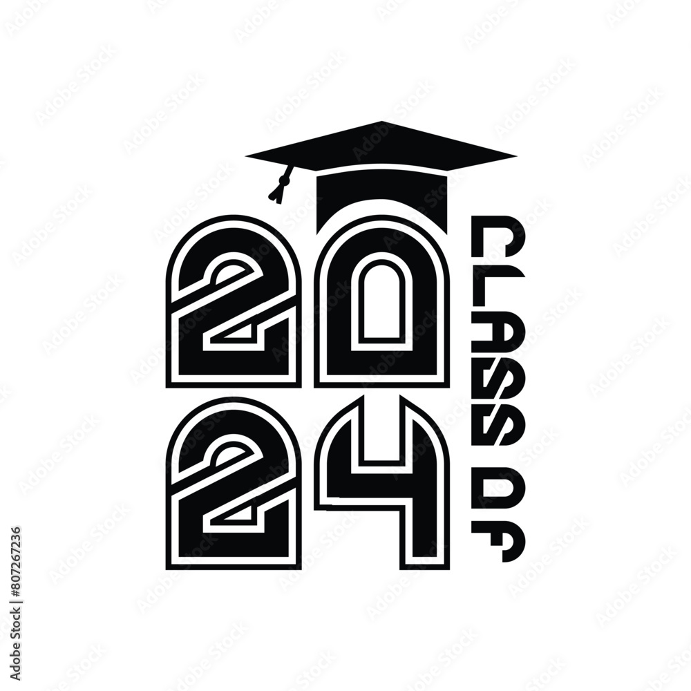Flat class of 2024 lettering text design isolated Flat class of 2024 lettering text design isolated