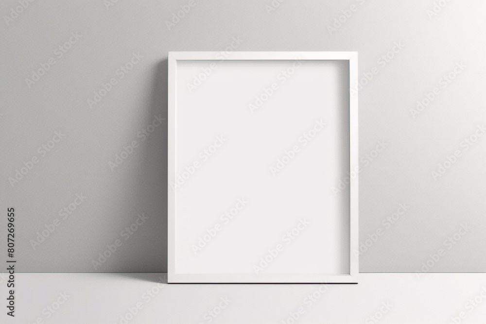 Weißes Rahmenmodell im Innenraum auf weißem Wandhintergrund. Vorlagenrahmen für Text. Poster-Attrappe. Rechteckiges Wandbild oder Fotorahmen-Attrappe Weißes Rahmenmodell im Innenraum auf weißem Wandhintergrund. Vorlagenrahmen für Text. Poster-Attrappe. Rechteckiges Wandbild oder Fotorahmen-Attrappe