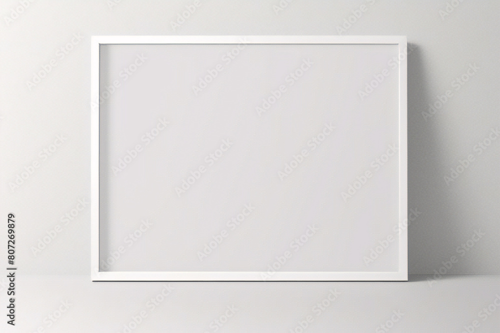 Weißes Rahmenmodell im Innenraum auf weißem Wandhintergrund. Vorlagenrahmen für Text. Poster-Attrappe. Rechteckiges Wandbild oder Fotorahmen-Attrappe Weißes Rahmenmodell im Innenraum auf weißem Wandhintergrund. Vorlagenrahmen für Text. Poster-Attrappe. Rechteckiges Wandbild oder Fotorahmen-Attrappe