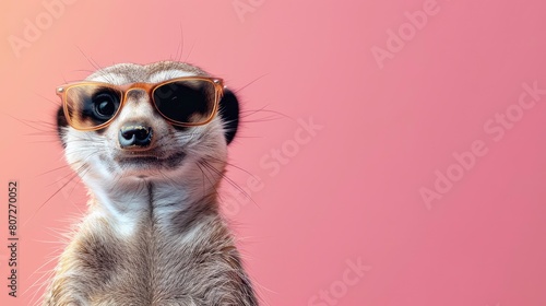 meerkat standing on the pink background