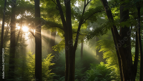 sun rays in the forest