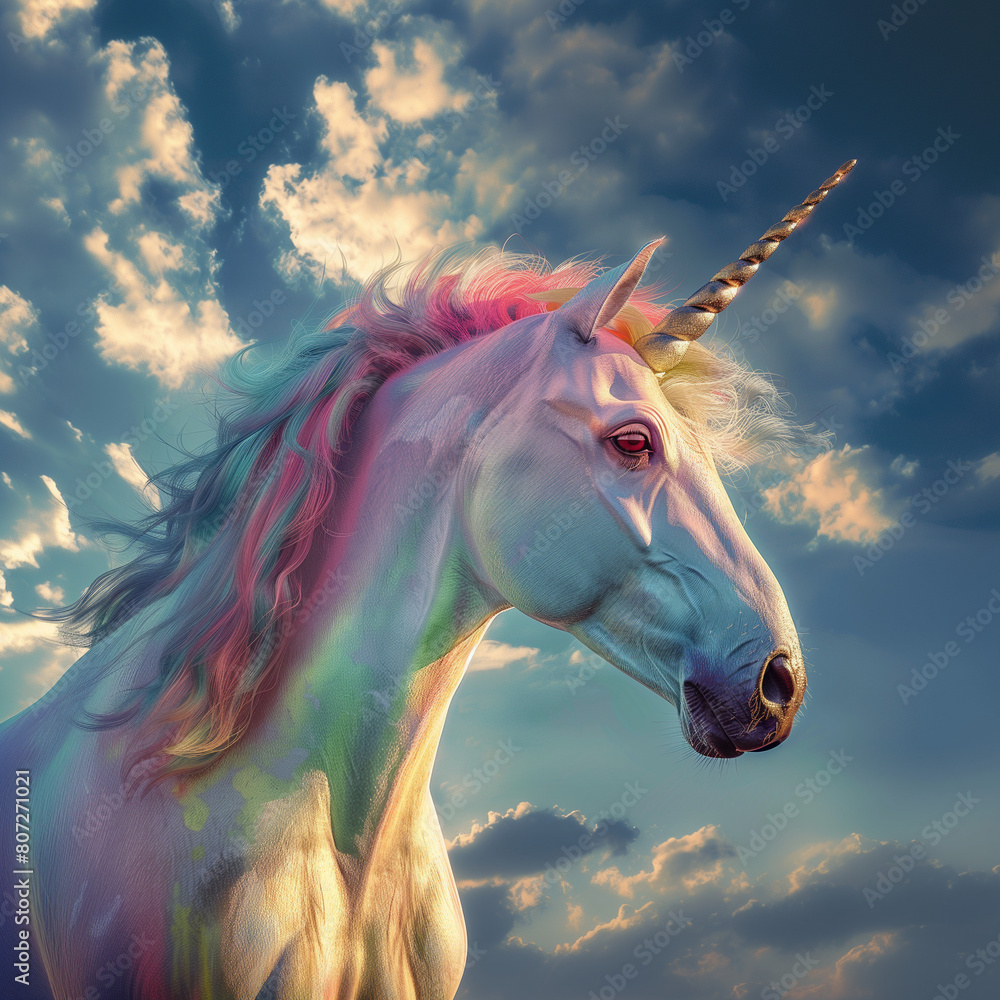 Photorealistic rainbow unicorn
