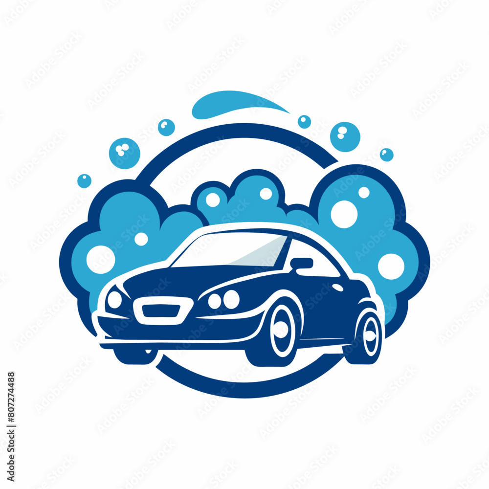 a car wash, featuring a car being washed with foam, set against a solid white background (25)