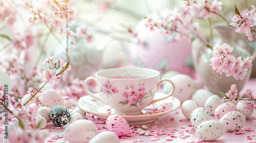 A delicate tea cup amidst a serene setting