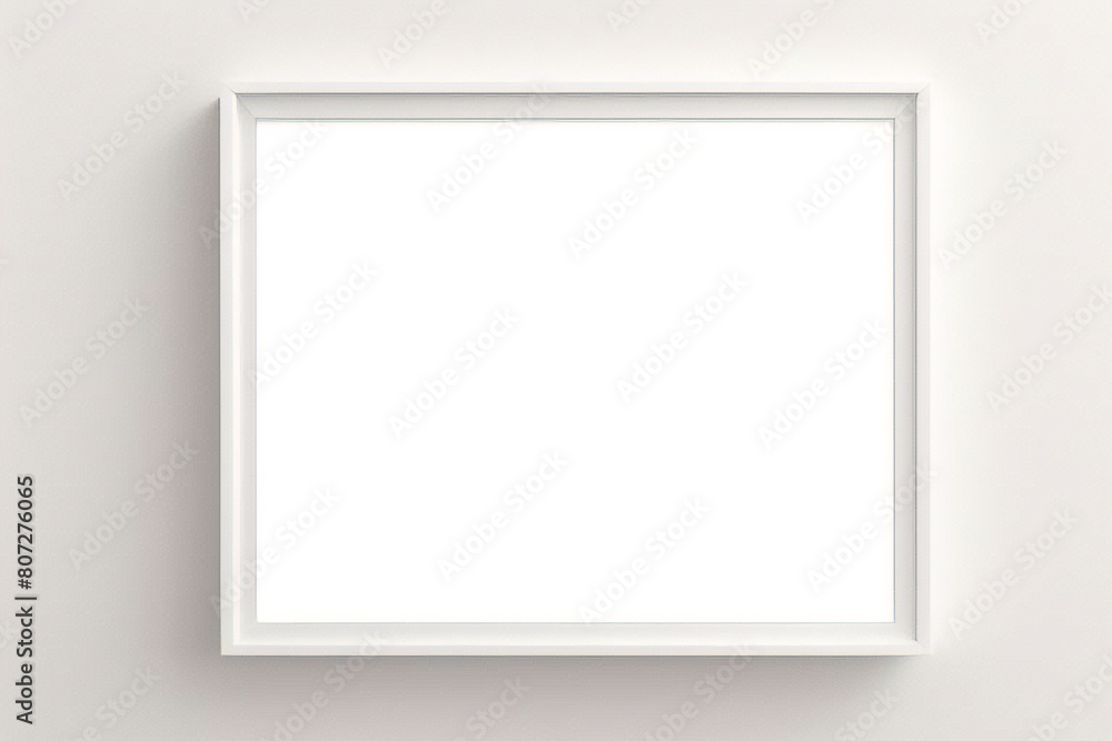 Fototapeta premium Realistischer leerer rechteckiger weißer Rahmen mit Passepartout auf grauem Hintergrund, Rand für Ihr kreatives Projekt, Mock-up-Muster, Vektordesignobjekt