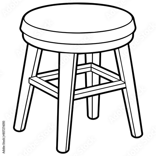 Four-Legged Stool with Round Seat Line Drawing: Minimalist Furniture Graphics for Print and Digital Projects