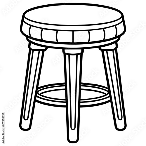 Four-Legged Stool with Round Seat Line Drawing: Minimalist Furniture Graphics for Print and Digital Projects