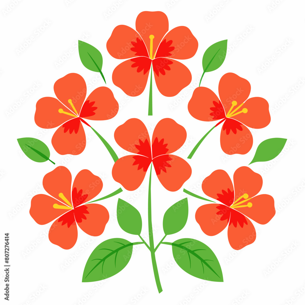 Fototapeta premium minimal Hibiscus flower set vector art illustration (2)