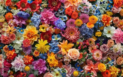 A vibrant tapestry of assorted, colorful blooms in full splendor.