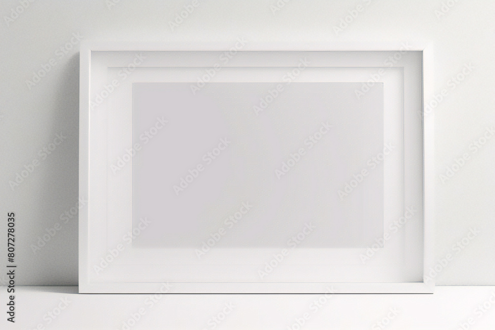 Realistischer leerer rechteckiger weißer Rahmen mit Passepartout auf grauem Hintergrund, Rand für Ihr kreatives Projekt, Mock-up-Muster, Vektordesignobjekt Realistischer leerer rechteckiger weißer Rahmen mit Passepartout auf grauem Hintergrund, Rand für Ihr kreatives Projekt, Mock-up-Muster, Vektordesignobjekt