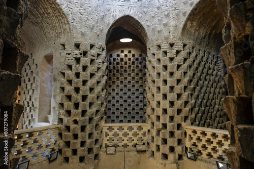 Old brick dovecote or pigeon house in Varzaneh, Iran.