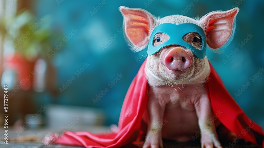 Small Pig Wearing Red Shirt