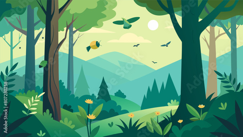The air was filled with the chirping of birds and the buzzing of bees as the forest provided a symphony of natural sounds to soothe the mind..