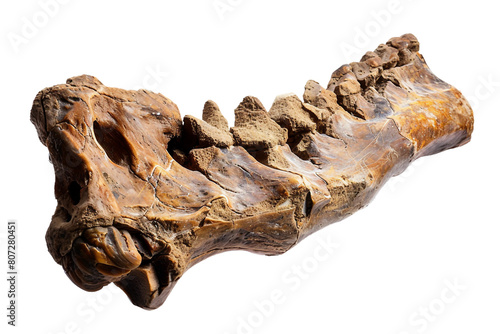 Preserved Fossilized Dinosaur Bone on transparent background. photo
