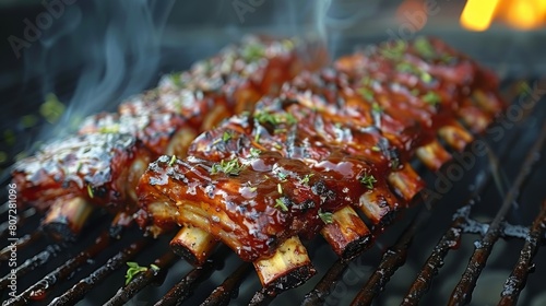 Close Up of Grill With Meat Cooking
