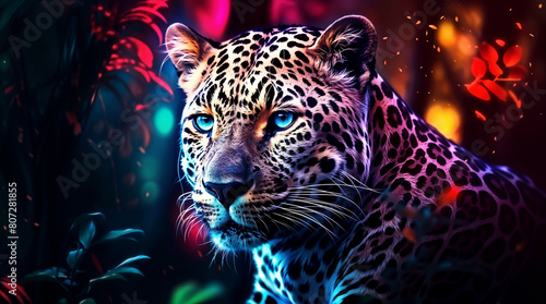 Colorful leopard vibrant wallpaper, 4k panthera background hd