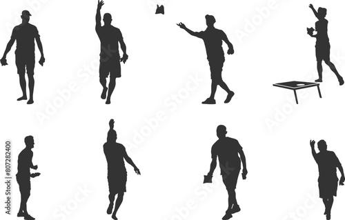 Cornhole players silhouette, Cornhole players svg, Cornhole svg, Cornhole player silhouettes, Cornhole sport silhouettes.