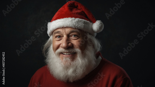 portrait of a man wearing santa hat